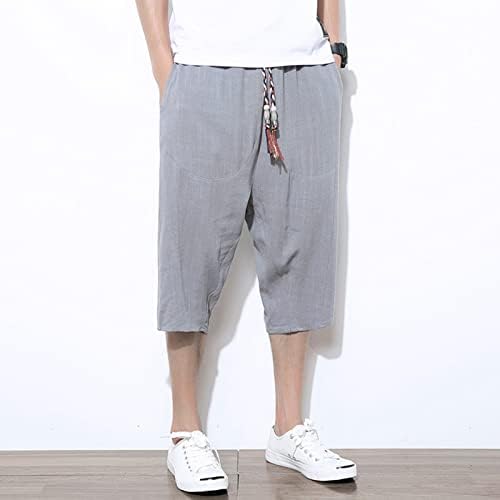 Kratke hlače muškarce muške ležerne čvrste boje pamučna lane lagane udobne casual kratke hlače obrezane hlače
