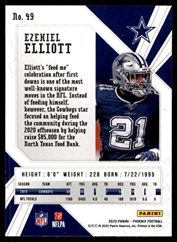 2020. Panini Phoenix Fire Burst 49 Ezekiel Elliott Dallas Cowboys NFL Nogometna karta NM-MT