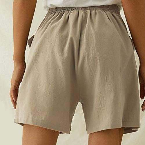 Kontrola ženskog trbuha kratke hlače visoki struk sumemr pamučne lanene kratke hlače labave fit solidne boje salona s bočnim