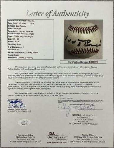 Edd Roush potpisao bejzbol Rawlings Autogram Cincinnati Reds Giants WSC HOF JSA - Autografirani bejzbol
