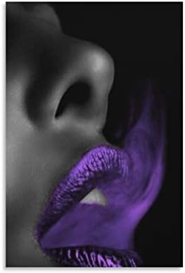 Umjetnički plakati Purple Lips Crna ljubav umjetnost, crna djevojka Prekrasne usne i dimna djevojka Urednica Pai platno slikanje