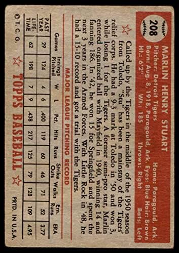 1952. Topps 208 Marlin Stuart Detroit Tigrovi dobri tigrovi