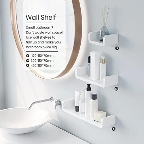 Jeusdf plutajuće zidne viseće police bijele u oblik za kupaonicu organizator ugrađen u krevetu u krevetu u kutni polica