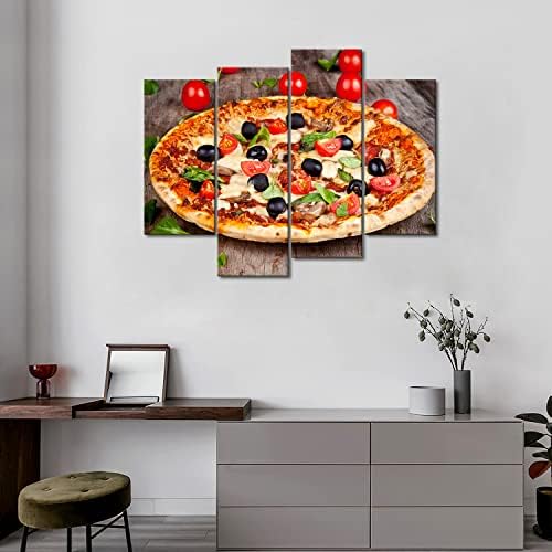 Prva zidna umjetnost - Pizza s rajčicom i lišćem zidne umjetničke slikanje slike otisak na platnu hrane slike za ukrašavanje