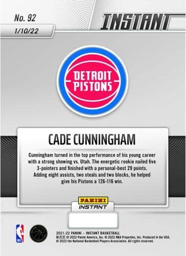 Cade Cunningham Detroit Pistons Fanatics Ekskluzivni paralelni Panini Instant Cunningham postavlja nove karijere s 29 bodova
