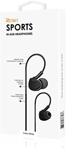 Reiko Universal Sport Stereo slušalice W. Tangle Free rezanci kabel i mikrofon u bijelim ožičenim slušalicama za Universal