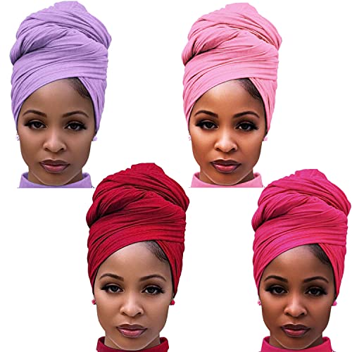 4 pakiranja rastezljiva pletena turban traka za glavu afričke trake za glavu crne žene dreadlocks jednobojni šalovi gradska