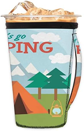 Tema kampiranja šator Bonfire Mountain za višekratnu upotrebu ledene kave s ručicom Nepren šalica za čašicu za sodu, latte,