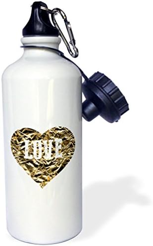 3Drose Fotografija zdrobljene folije Efekte Srce zlata s riječima ljubavi sportovi Boca s vodom, 21 oz, prirodno