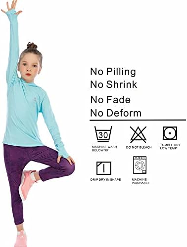 Djevojke košulje s dugim rukavima UPF50+ lagana kapuljača Thin Active Tee Workout trčanje pulover s rupom s palcem 3-12 godina