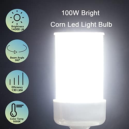 APUSON 2-Pack corn led žarulja snage 100 W, osnovne svijetle kukuruzne lampe E26/ E39, zamjena led žarulje dnevnog svjetla