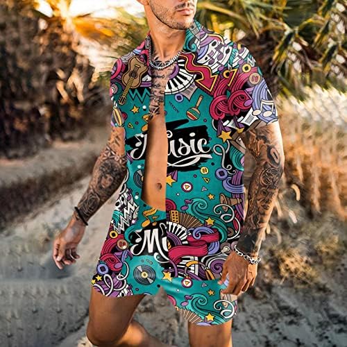 Havajski muškarci za jogging odijela, 2023. ležerni gumb dolje majice kratkih rukava i kratke hlače muške znojne odijela