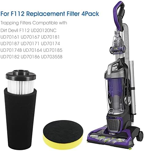 Zamjena filtera HAMVUS 4 Pack F112 na pjenušavi filter iz 2 predmeta, kompatibilan s vertikalnim usisavanje Dirt Devil UD70174